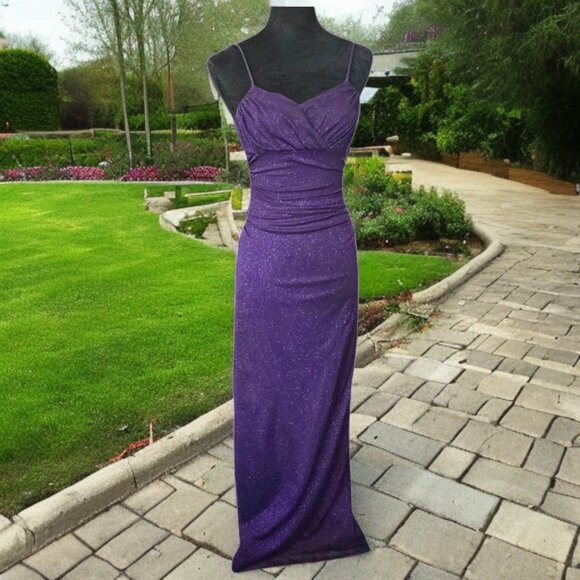 VINTAGE A FORTIORI ( SM ) Purple Glitter Prom/Evening/Wedding Gown - Picture 1 of 6